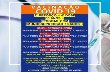 2º DOSE DE REFORÇO (4º DOSE) PARA MAIORES 60 ANOS/IMUNOSSUPRIMIDOS 18+