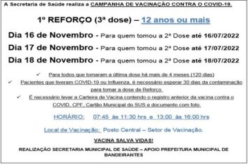 1º REFORÇO: 3º DOSE PARA MAIORES DE 12 ANOS