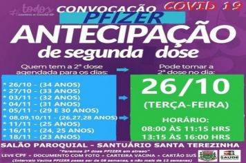 ANTECIPAÇÃO DE 2ª DOSE PFIZER PARA DIVERSOS GRUPOS!
