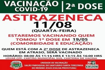 2° DOSE ASTRASENECA VACINADOS EM 19/05/21