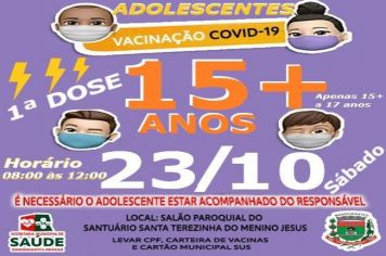 VACINAÇÃO ADOLESCENTES DE 15 ANOS!!