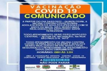 MUDANÇA LOCAL VACINAÇÃO!