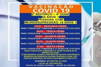 2º DOSE DE REFORÇO (4º DOSE) PARA MAIORES 60 ANOS/IMUNOSSUPRIMIDOS 18+