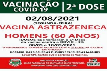 2º DOSE ASTRAZENECA VACINADOS EM 08 E 10/05/2021