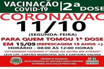 2ª DOSE CORONAVAC VACINADOS EM 19/09/21