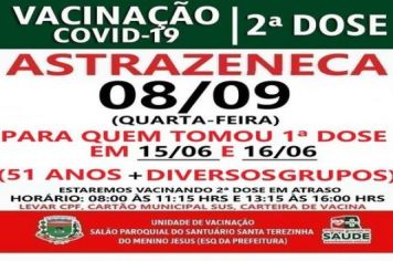 2ª DOSE ASTRAZENECA VACINADOS EM 16/06/2021 E ATRASADOS