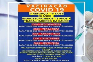 2º DOSE DE REFORÇO (4º DOSE): 50 ANOS+/IMUNOSSUPRIMIDOS 18+/TRABALHADORES SAUDE