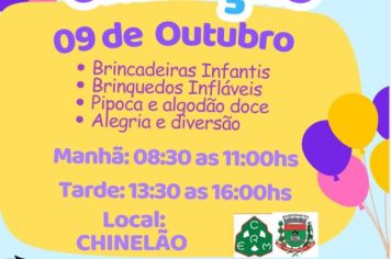 SECRETARIA MUNICIPAL DE ASSISTÊNCIA SOCIAL E ASSUNTOS DE FAMÍLIA E DEPARTAMENTO DE ESPORTES (CREM), JUNTOS DO CMDA E CREAS, PROMOVEM DIAS DAS CRIANÇAS.