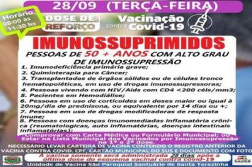 3ª DOSE DE REFORÇO PARA OS IMUNOSSUPRIMIDOS ACIMA DE 50 ANOS!