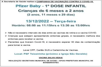 VACINAÇÃO INFANTIL: PFIZER BABY (6 MESES A 2 ANOS DE IDADE)