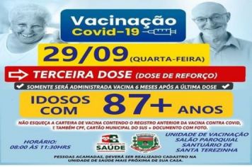 DOSE DE REFORÇO PARA MAIORES DE 87 ANOS!