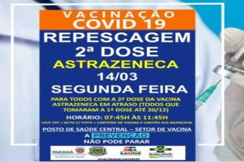 REPESCAGEM 2º DOSE: JANSSEN, ASTRAZENECA, CORONAVAC