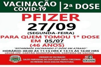 2ª DOSE PFIZER VACINADOS 05/07/21