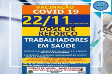 DOSE DE REFORÇO PARA TRABALHADOR EM SAÚDE!