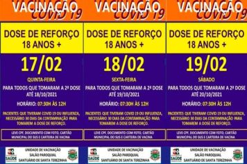 DOSE DE REFORÇO DIA 17,18 E 19