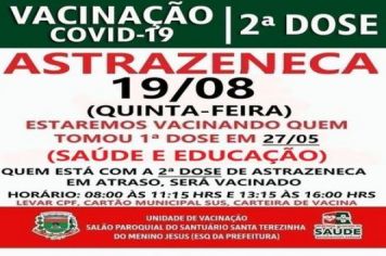 2º DOSE ASTRAZENECA VACINADOS EM 27/05/2021