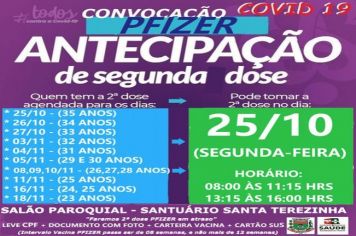 ANTECIPAÇÃO DE 2ª DOSE PFIZER PARA DIVERSOS GRUPOS!