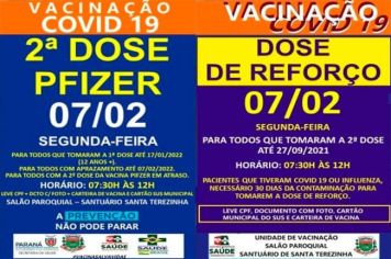 SEGUNDA DOSE PFIZER E DOSE DE REFORÇO