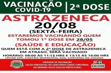 2º DOSE ASTRAZENECA VACINADOS EM 28/05/2021