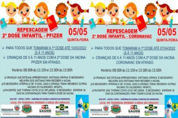 REPESCAGEM 2ª DOSE INFANTIL: CORONAVAC E PFIZER