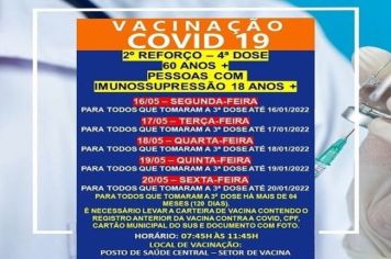 2º DOSE DE REFORÇO (4º DOSE) PARA MAIORES 60 ANOS/IMUNOSSUPRIMIDOS 18+