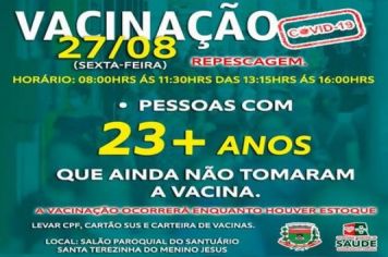 REPESCAGEM!! PESSOAS COM 23 ANOS OU MAIS, E QUE NÃO TOMARAM A 1ª DOSE.