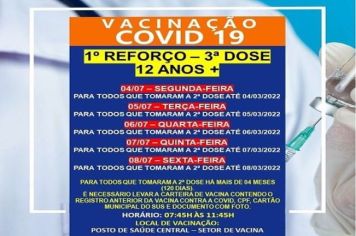 1º REFORÇO: 3º DOSE PARA MAIORES DE 12 ANOS