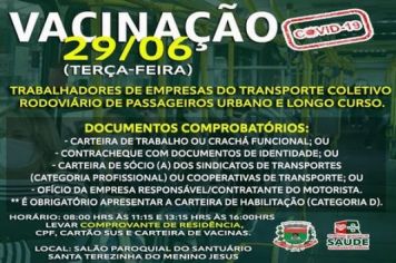 VACINAÇÃO COVID-19: Trabalhadores de empresas do transporte coletivo