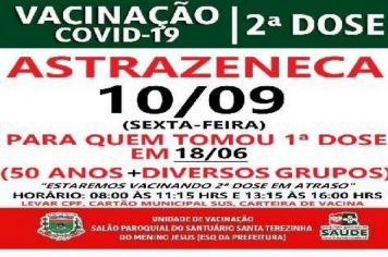 2ª DOSE DA VACINA ASTRAZENECA VACINADOS 18/06/2021