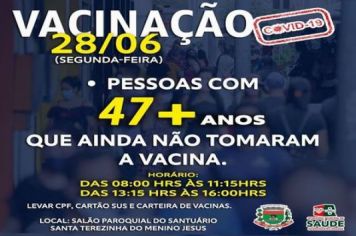 VACINAÇÃO A PARTIR 47 ANOS
