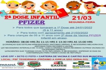 2º DOSE INFANTIL DE 5 A 11 ANOS: COROVAC E PFIZER