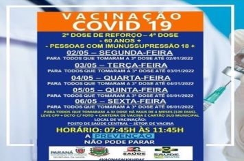 2º DOSE DE REFORÇO (4º DOSE) PARA MAIORES 60 ANOS/IMUNOSSUPRIMIDOS 18+