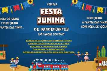 Festa Junina da Secretaria Municipal de Educação, Cultura e Esporte acontecerá nos dias 30 de junho, 01 e 02 de julho no Parque do Povo.