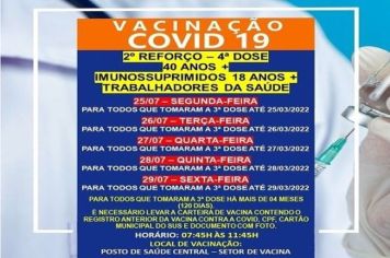 2º DOSE DE REFORÇO (4º DOSE) PARA MAIORES 40 ANOS/IMUNOSSUPRIMIDOS 18+/TRAB. SAUDE