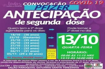 ANTECIPAÇÃO DE 2ª DOSE PFIZER PARA DIVERSOS GRUPOS!