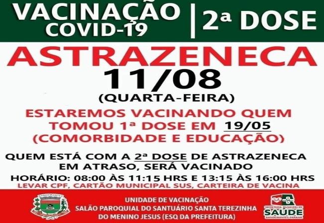2° DOSE ASTRASENECA VACINADOS EM 19/05/21