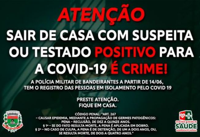 Disseminar o corona vírus é crime!