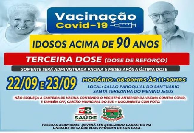 VACINAS DE REFORÇO PARA MAIORES DE 90 ANOS JA VACINADOS