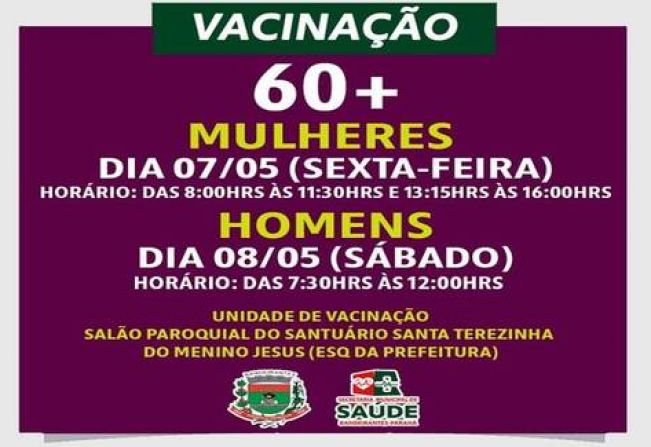 VACINAÇÃO PARA IDOSOS DE 60 ANOS OU MAIS