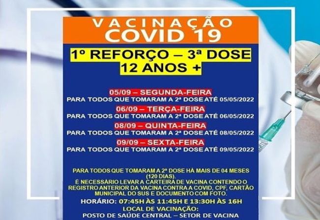 1º REFORÇO: 3º DOSE PARA MAIORES DE 12 ANOS