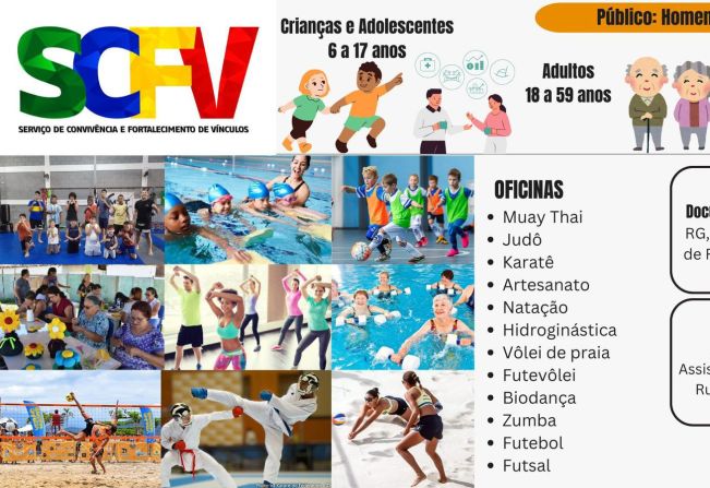 CRAS ABRE INSCRIÇÕES PARA OFICINAS DE ARTESANATO, DANÇA, ESPORTE E BINGO