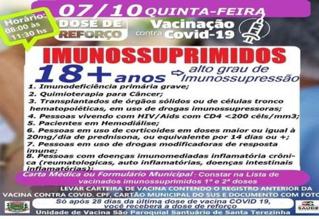 DOSE DE REFORÇO PARA IMUNOSSUPRIMIDOS