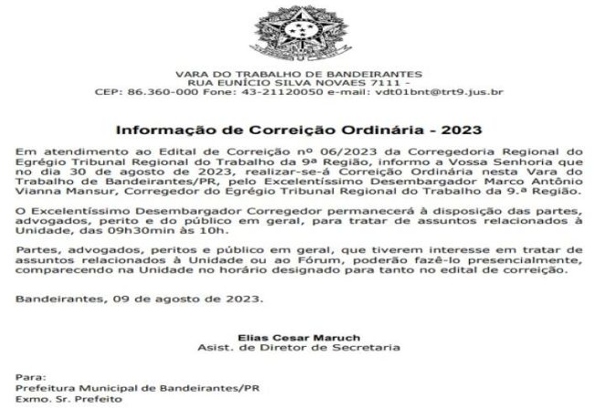 Correição Ordinária - 2023