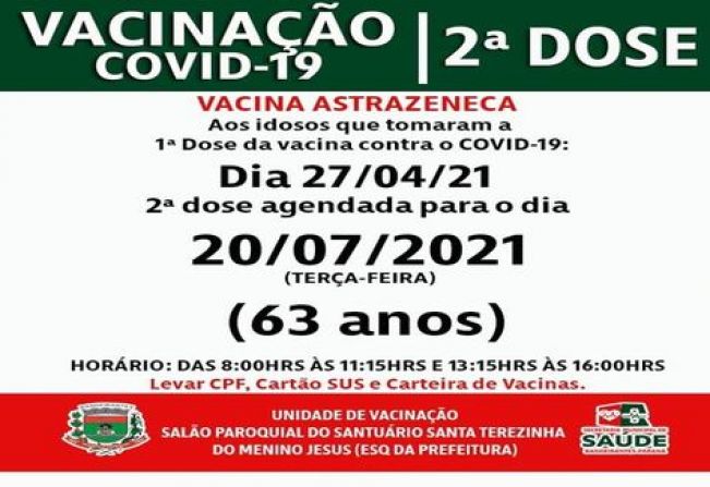 2ª DOSE DA VACINA ASTRAZENECA CONTRA A COVID 19!!