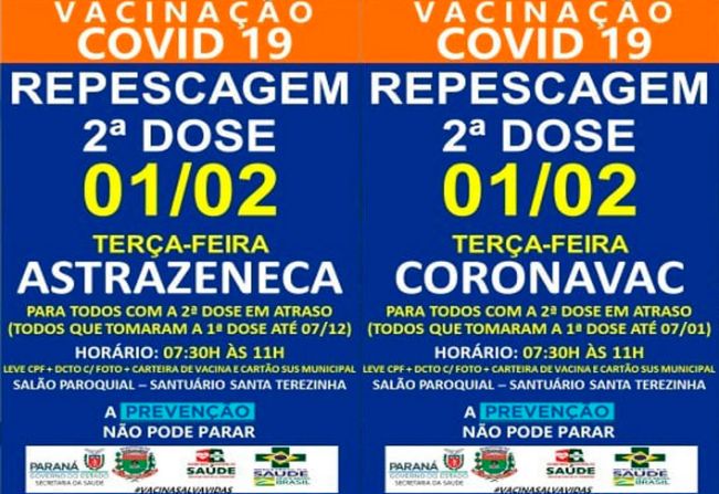 REPESCAGEM 2º DOSE CORONAVAC E ASTRAZENECA