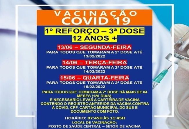 1º REFORÇO: 3º DOSE PARA MAIORES DE 12 ANOS