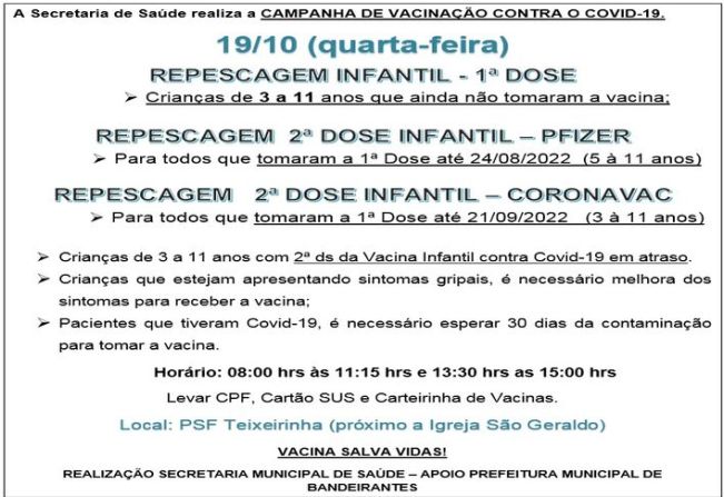 REPESCAGEM VACINAÇÃO INFANTIL