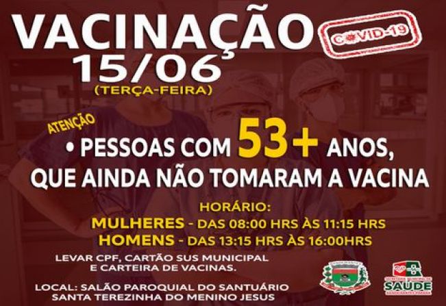 VACINAÇÃO A PARTIR 53 ANOS