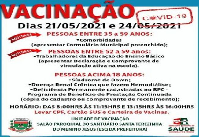 VACINAÇÃO COMORBIDADES E TRABALHADORES EM EDUCAÇÃO