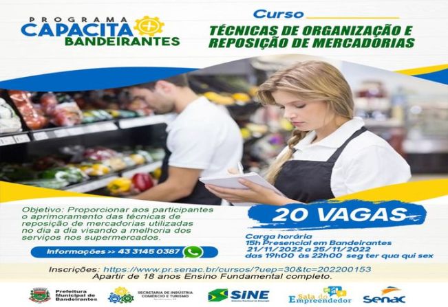 Curso Gratuito: TÉCNICAS DE ORGANIZAÇÃO E REPOSIÇÃO DE MERCADORIAS